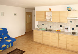 Küche- und Wohnbereich in der Wohnung Typ A